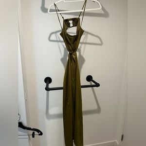 H&M SUMMER DRESS — OLIVE GREEN — SIZE SMALL